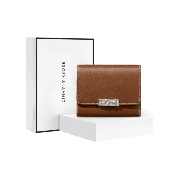 CinvaiKrose Cow Leather Coin Purse, Handheld Document Bag, Storage Wallet Regular Women's Brown