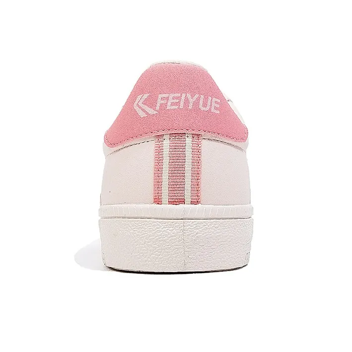Feiyue Coverage Abrasion Resistant Lightweight Low Top Skateboard Shoes Women's White Pink-4