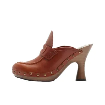 Burberry Closed Toe Slippers 7.5cm Women's Chestnut