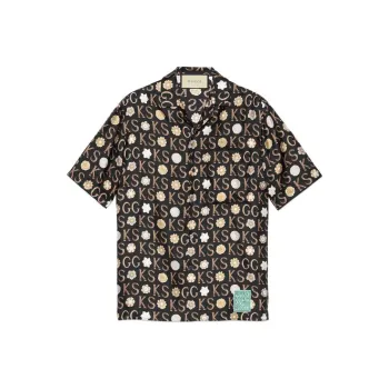 GUCCI Shirts Men Black Brown