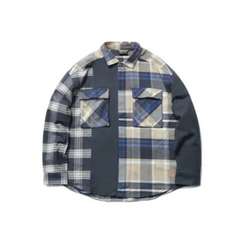 LiNing Badfive Shirt Men's Gray Blue Plaid