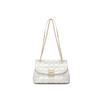 CNOLES Cow Leather Crossbody Bag Shoulder Bag Large Size Women's Glaze White