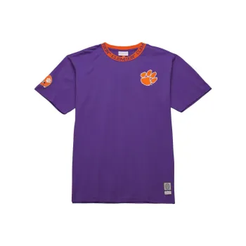 Mitchell & Ness x NCAA Clemson Tigers Jacquard Ringer T Shirt Men's Purple