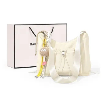 MAKEUP KITTEN Nylon Fabric Shoulder Bag, Crossbody Bag Regular Unisex Milk White