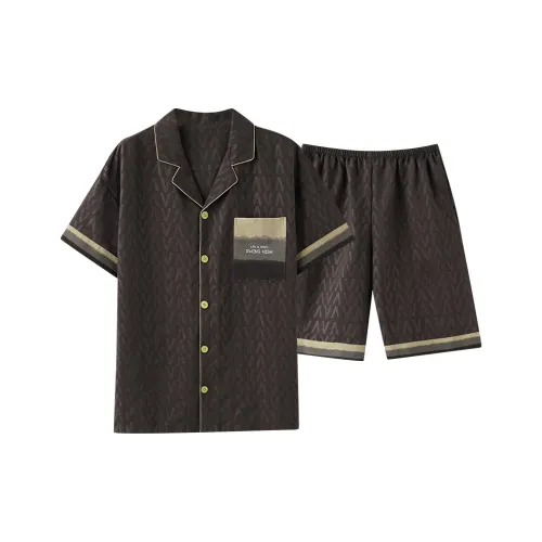 XIAFENYAN Pajama Set Men's Brown