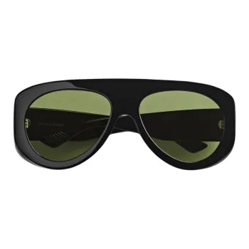 Bottega Veneta Metal Nylon Injection Molded Acetate Oval Sunglasses Women's Black