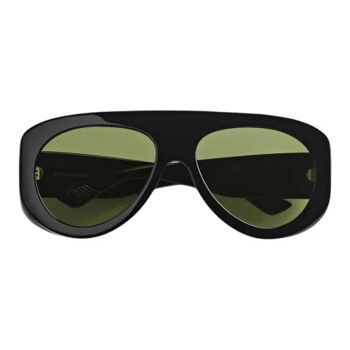 Bottega Veneta Metal Nylon Injection Molded Acetate Oval Sunglasses Women's Black