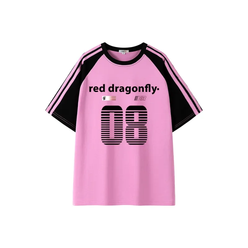 RED DRAGONFLY T Shirt Unisex Black & White-6