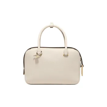 Delvau Cool Bo Grain Calfskin One Shoulder Handbags Medium Size Women's Ecru