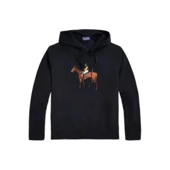 Polo Ralph Lauren Standing Horse Fleece Hoodie Sweatshirt Men's Black