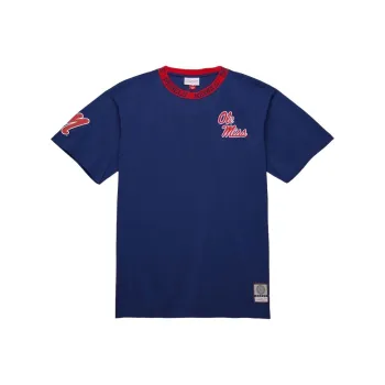 Mitchell & Ness x NCAA Ole Miss Rebels Jacquard Ringer T Shirt Men's Marine Blue