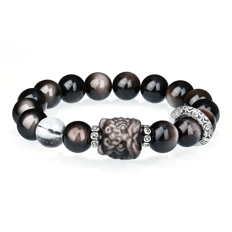 CHINA GOLD Natural Obsidian Bracelets Unisex-0