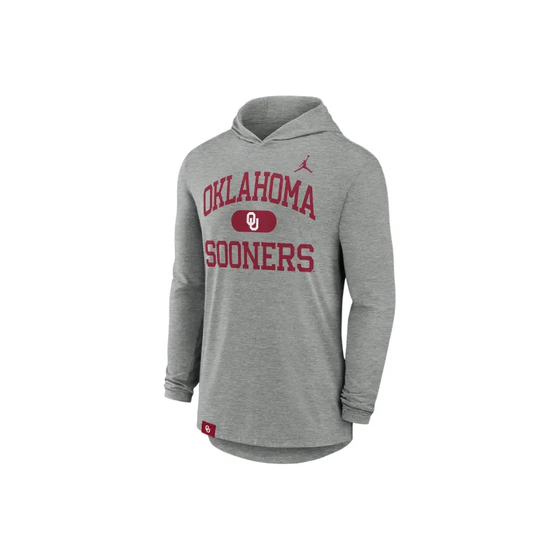 Jordan Oklahoma Sooners Blitz Men's Jordan Dri FIT College Long Sleeve Hooded T Shirt-0