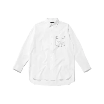 PEACEBIRD MEN x RUIKEHEMODI Solid Color Stripes Creative Shirt Spring Summer Fall And Winter Unisex White