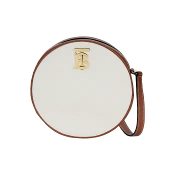Burberry Cube Canvas With Leather Canvas Bag, Small Round Bag, Crossbody Bag, Shoulder Bag Women's Light Umber