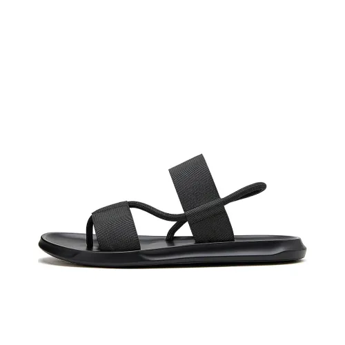QIE Rubber Sole Odor Resistant Abrasion Resistant Slip Resistant Flip Flops Men's Black