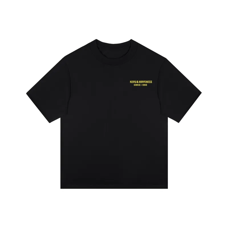 Kepu T Shirt Unisex Black Print Rose Red-3