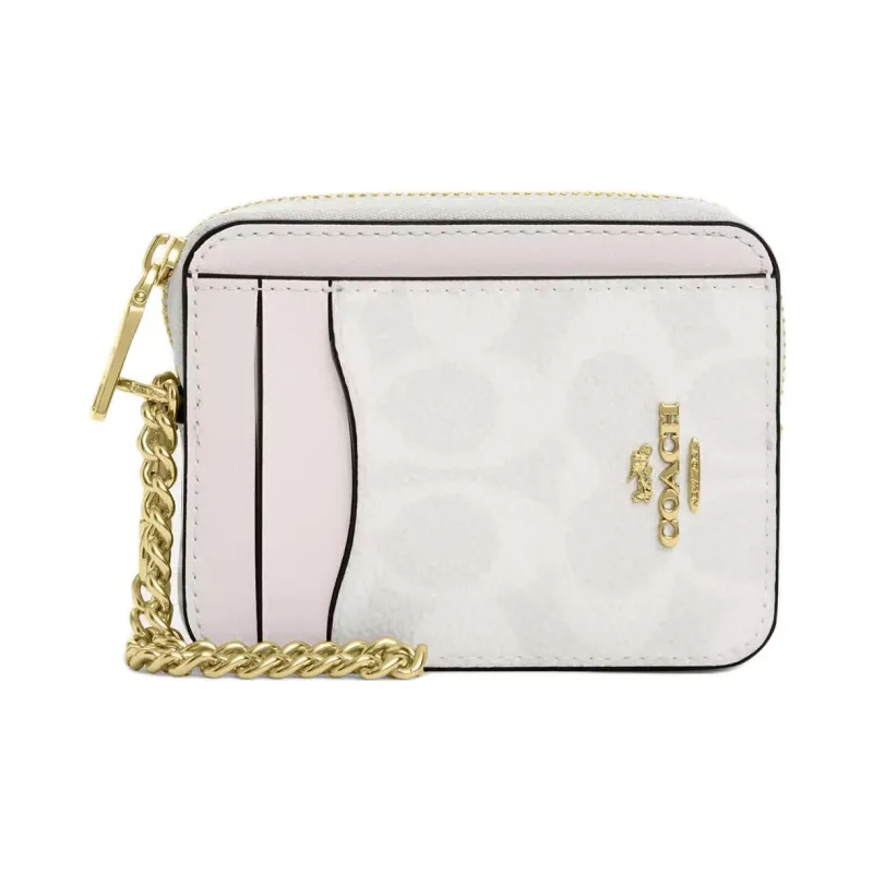 COACH Coated Canvas Card Holder Mini Women's White-0
