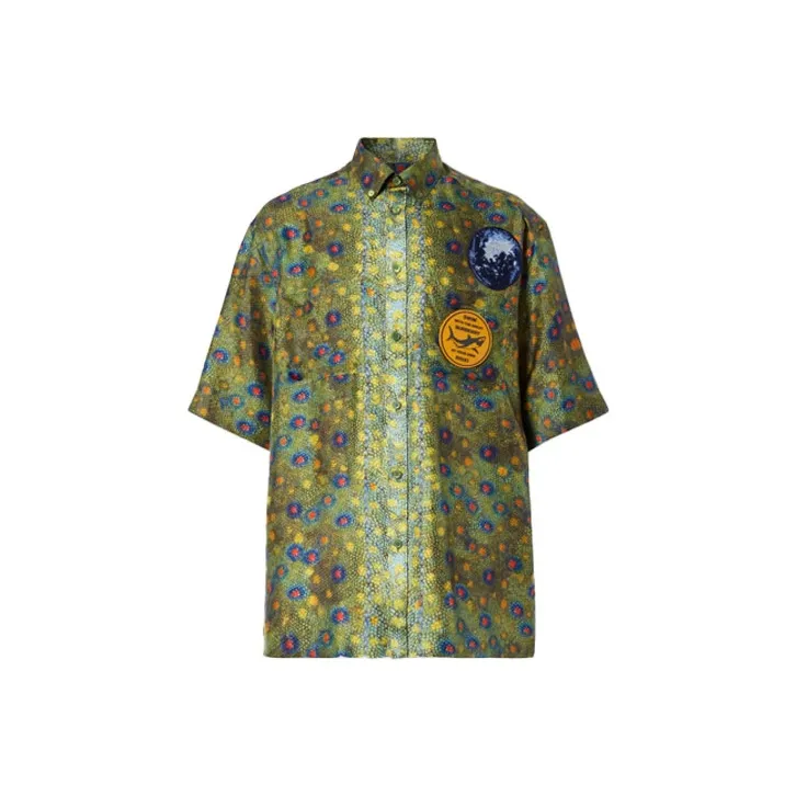 Burberry Mulberry Silk Fish Scale Shirt-0
