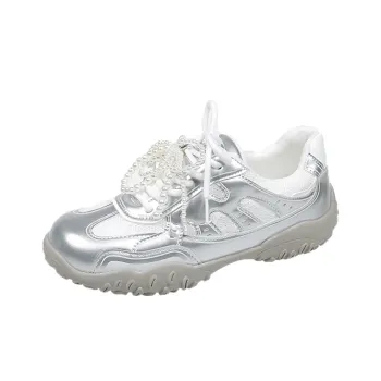 SUPEREDGE Slip Resistant, Abrasion Resistant, Lightweight Low Top Casual Shoes Women's Silver