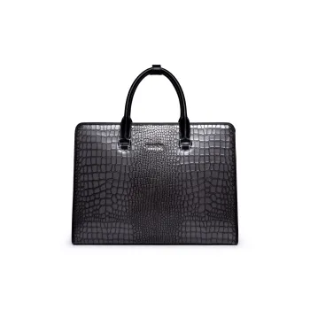 Chrisdien Deny Cow Leather Briefcase Medium Size Men's Black