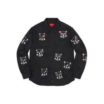 Supreme Clayton Patterson Skulls Embroidered Work Shirt