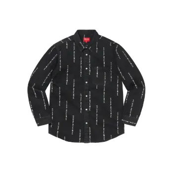 Supreme Logo Stripe Jacquard Denim Shirt