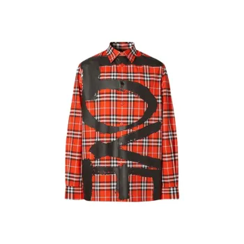 Burberry Shirts Men Orange Red