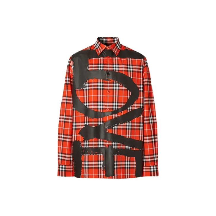 Burberry Shirts Men Orange Red-0