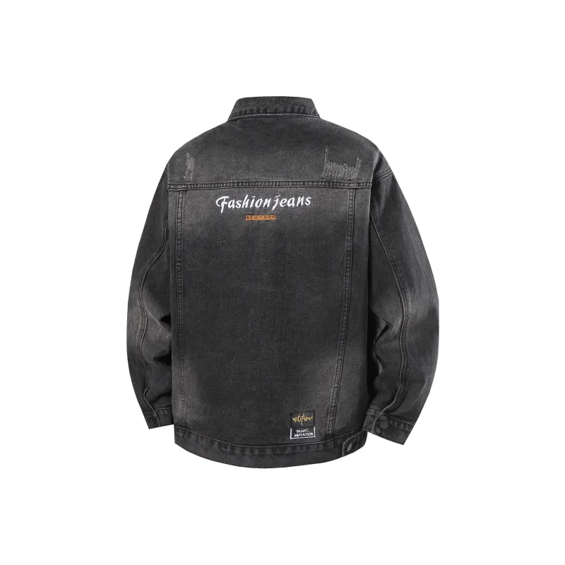 FOR FEAR THAT Denim Jacket Unisex Black Gray-1