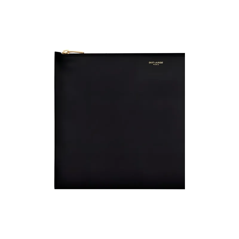 SAINT LAURENT Smooth Finish Calfskin Zip Closure Clutch Extra Large Men's Black-4