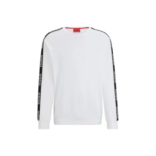 HUGO BOSS Cotton-Terry Sweatshirt With Logo Tape And Ribbed Cuffs Sweatshirt Men's White