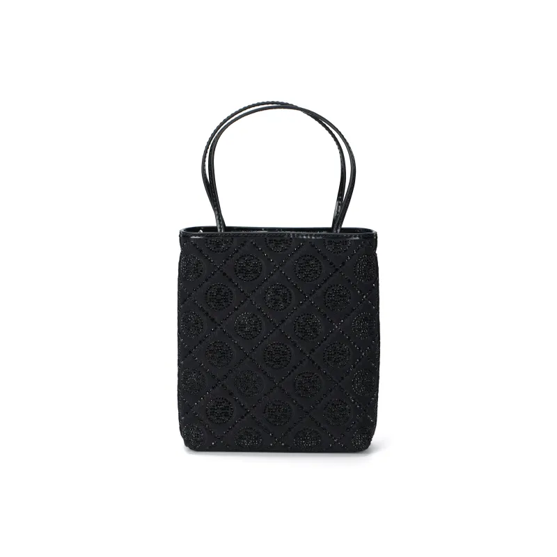 TORY BURCH Fabric Tote Bag Shopping Bag Shoulder Bag Handbag Mini Women's Black-2