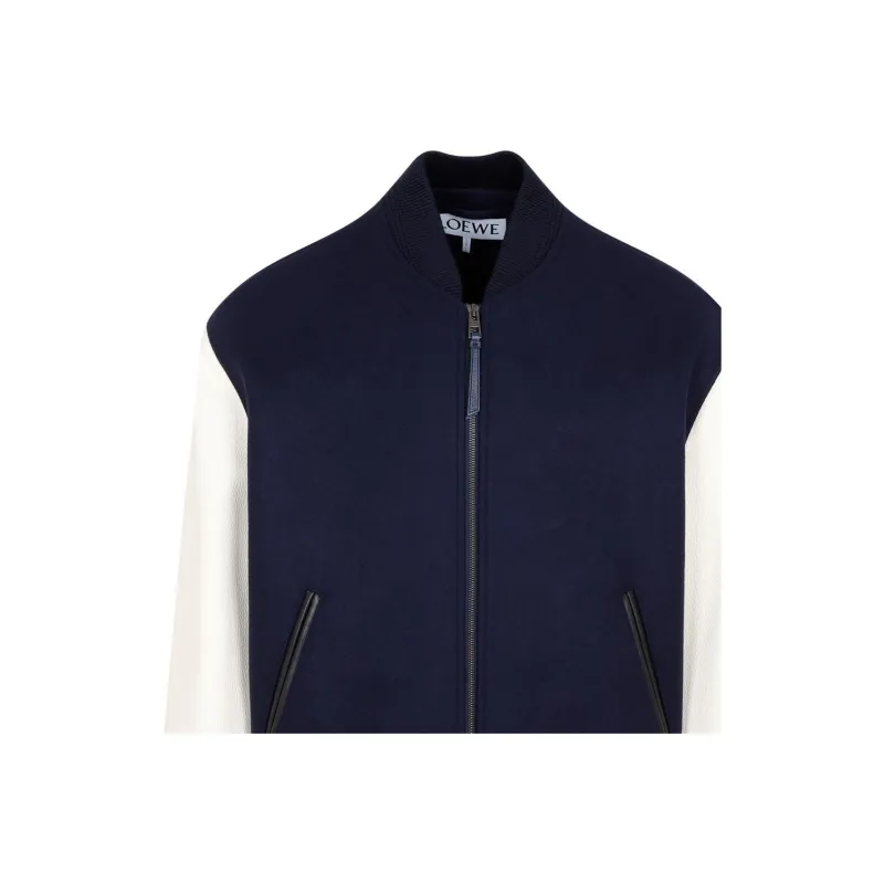 LOEWE Leather Sleeve Bomber Jacket-4