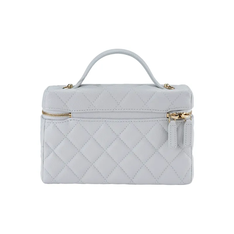 CHANEL Cow Leather Shoulder Bag, Crossbody Bag, Handbag Women's Light Gray-2