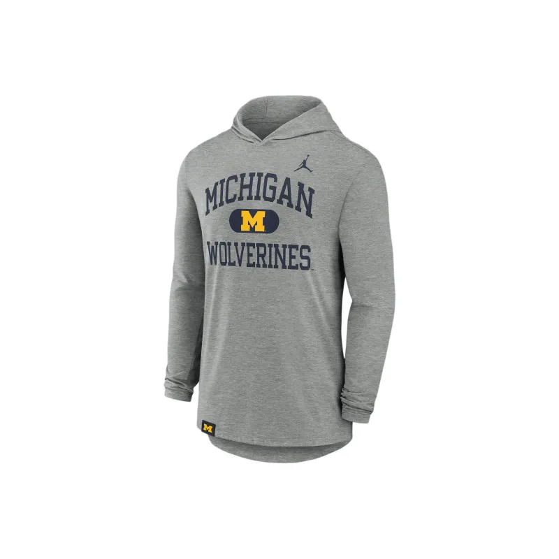 Jordan Michigan Wolverines Blitz Men's Nike Dri FIT College Long Sleeve Hooded T Shirt-0