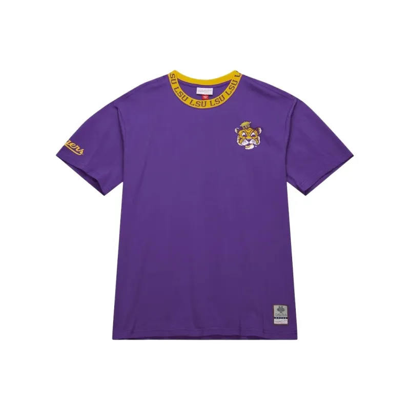 Mitchell & Ness x NCAA LSU Tigers Jacquard Ringer T Shirt Men's Purple-0