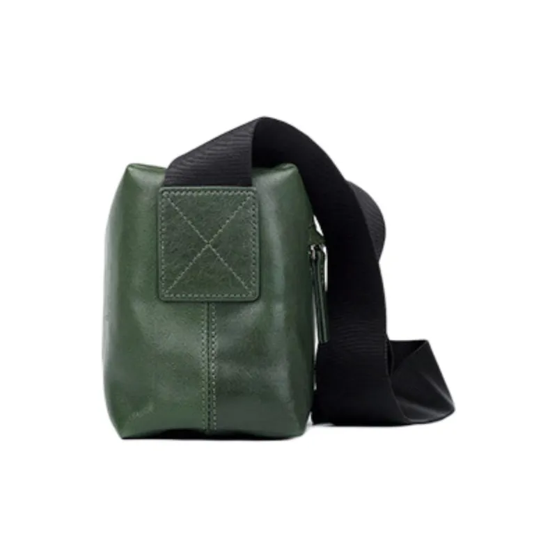 LARTIGENT Cow Leather Shoulder Bag, Crossbody Bag Men's Green/Brown-2