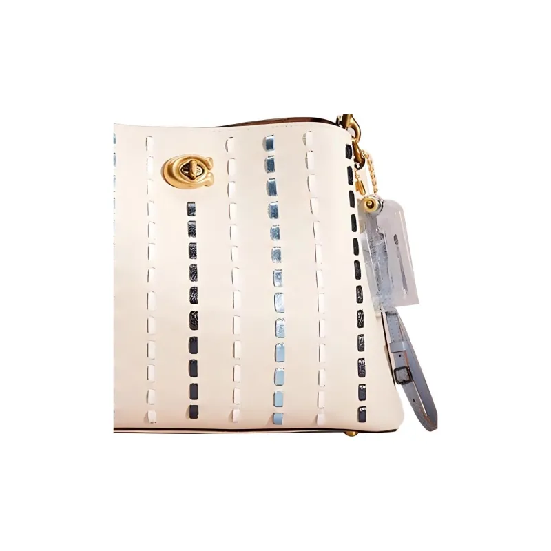 COACH Willow Pebbled Leather Portable Crossbody Bag Shoulder Bag Women's Chalk White/Blue-4