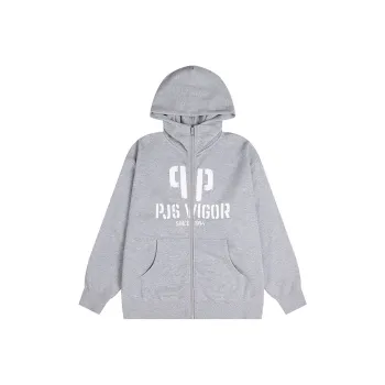 PJ's Vigor Hooded Cardigan Sweatshirts Unisex Light Gray