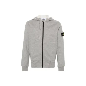 STONE ISLAND Logo Patch Zip Up Hoodie