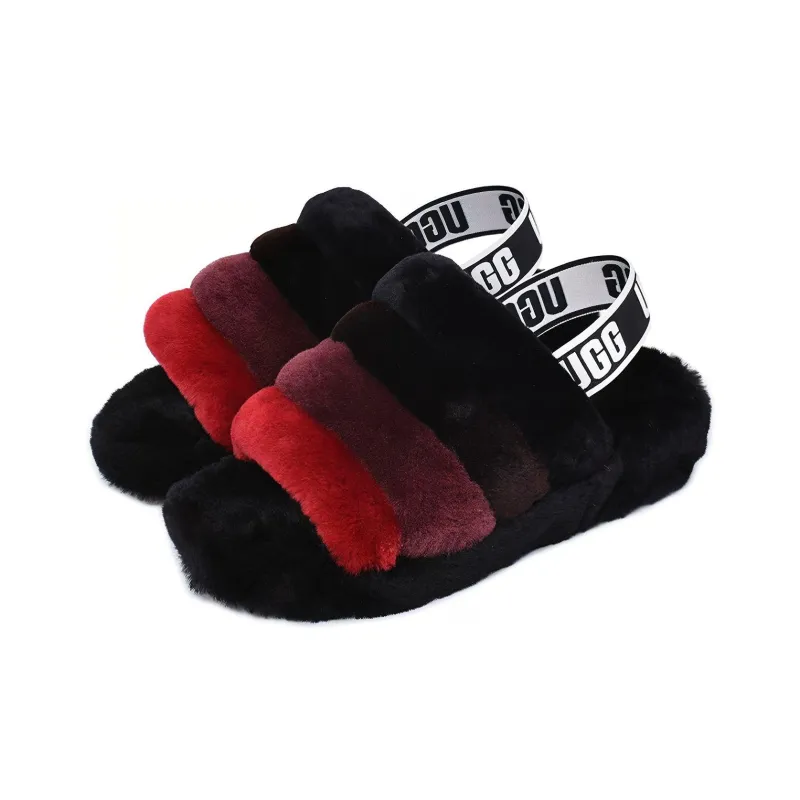 UGG FLUFF YEAH Fluff Yeah Slide Slippers Women's Dark Midnight Black-4