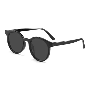Wood Premium TR/Memory Plastic Round Sunglasses Women's