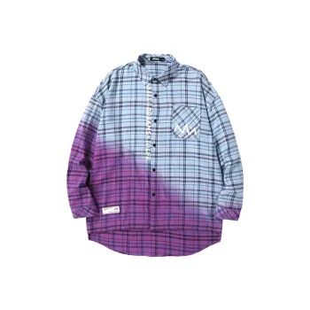 GENANX Shirt Unisex Purple Blue Plaid