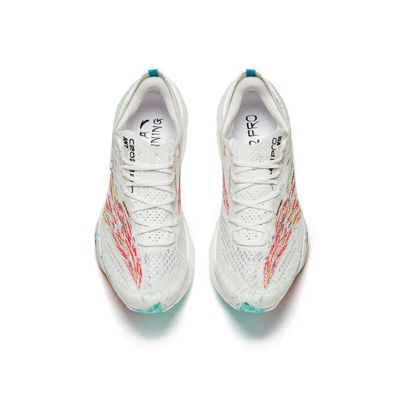 ANTA C202 6.0 PRO Running Shoes Women's Low Top Papyrus White, Fire Red, Fluorescent Equatorial Green-2