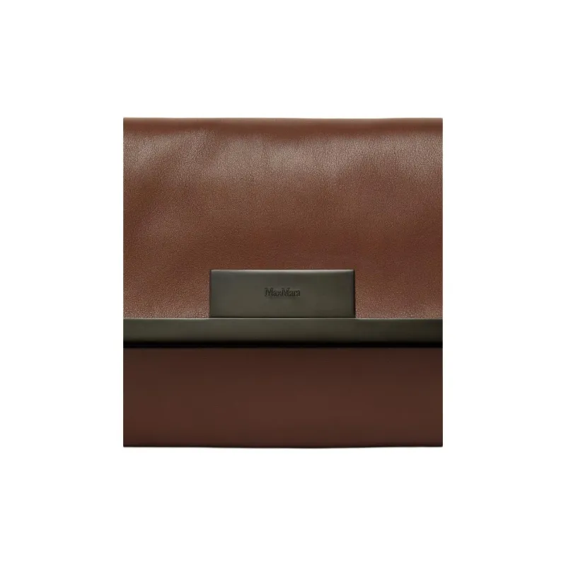 MaxMara Cow Leather One Shoulder Clutch Women's Brown-3