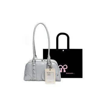 HACIN PU Shoulder Bag Women's Ecru/Silver/Black/Blue/Pink