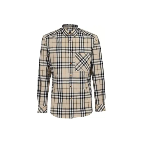 Burberry Check Stretch Poplin Long Sleeve Shirt