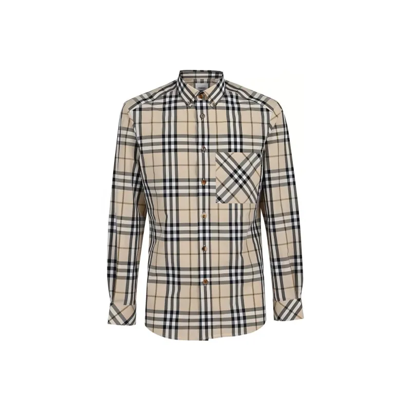 Burberry Check Stretch Poplin Long Sleeve Shirt-0