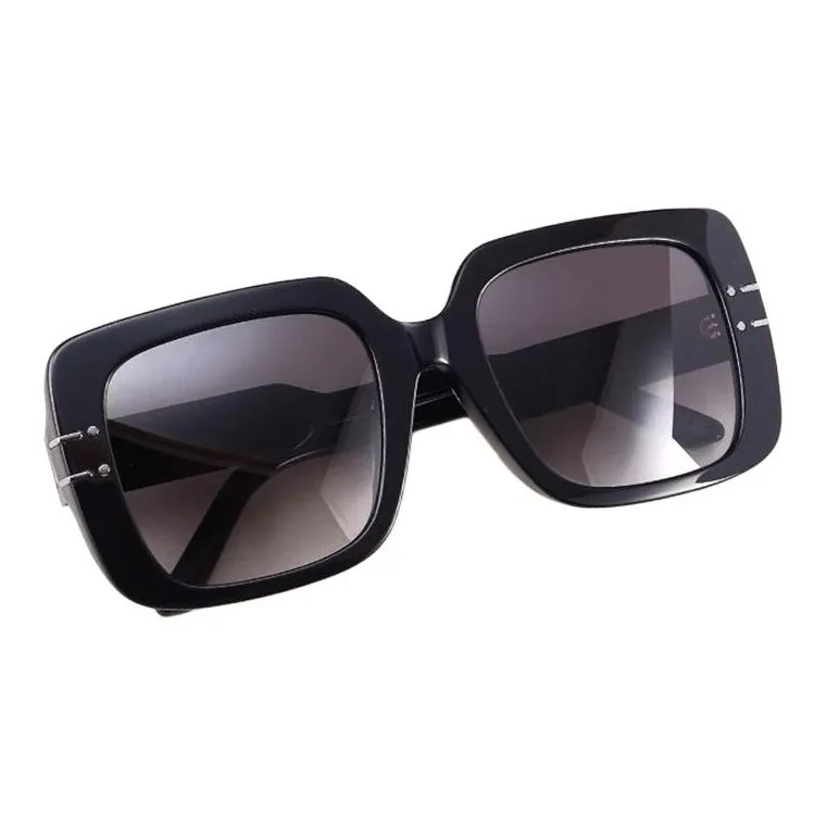DIOR Plate Frame Square Sunglasses Women's Black-1